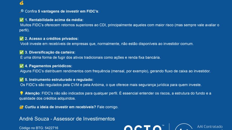 O que são FIDC’s e 5 vantagens de investir nesse tipo de fundo