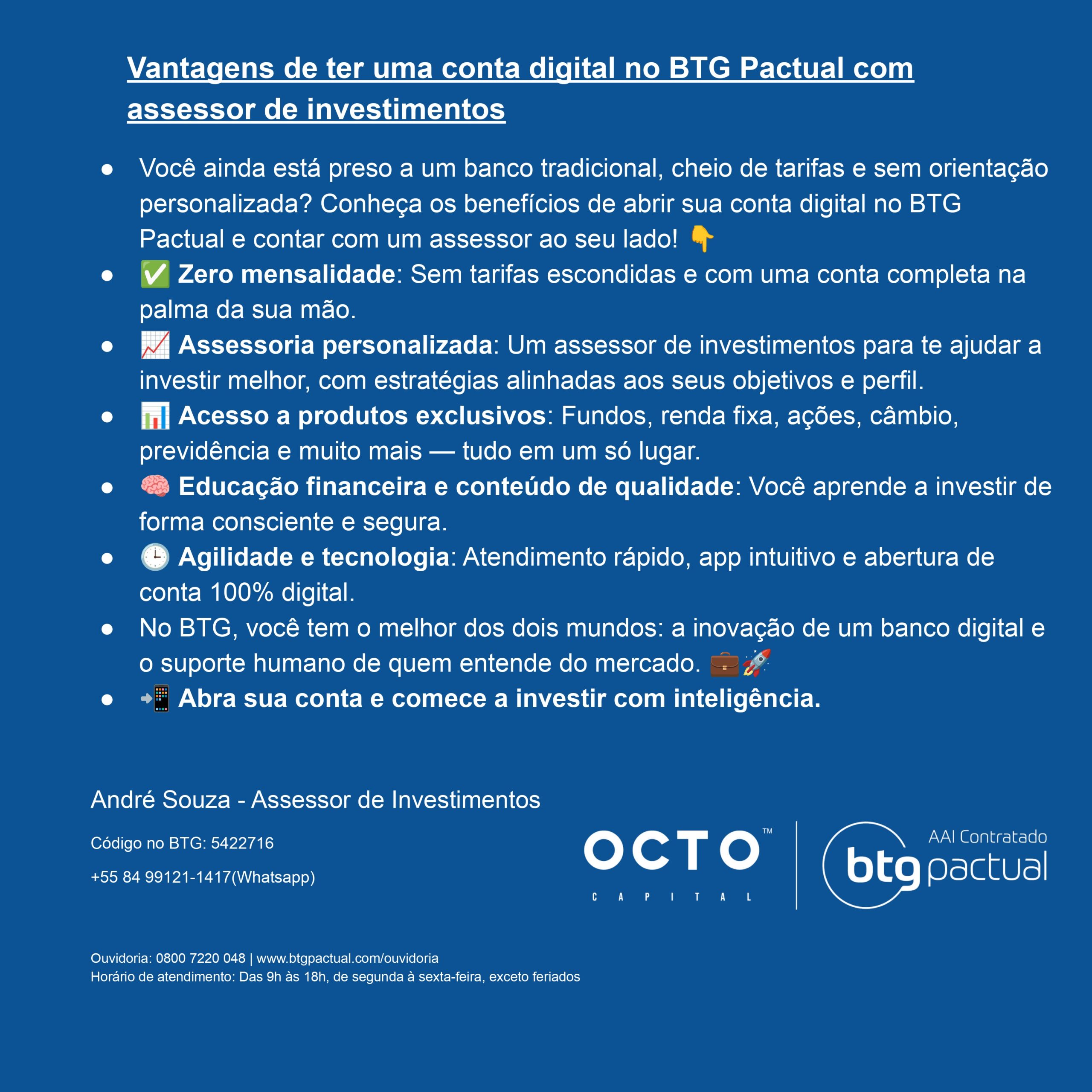 Por que ter uma conta em banco digital como o BTG Pactual e contar com um assessor de investimentos pode transformar sua vida financeira