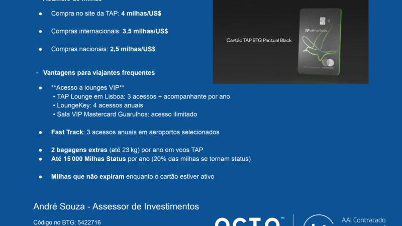 Cartão TAP BTG Pactual Black: vale a pena para quem viaja muito?