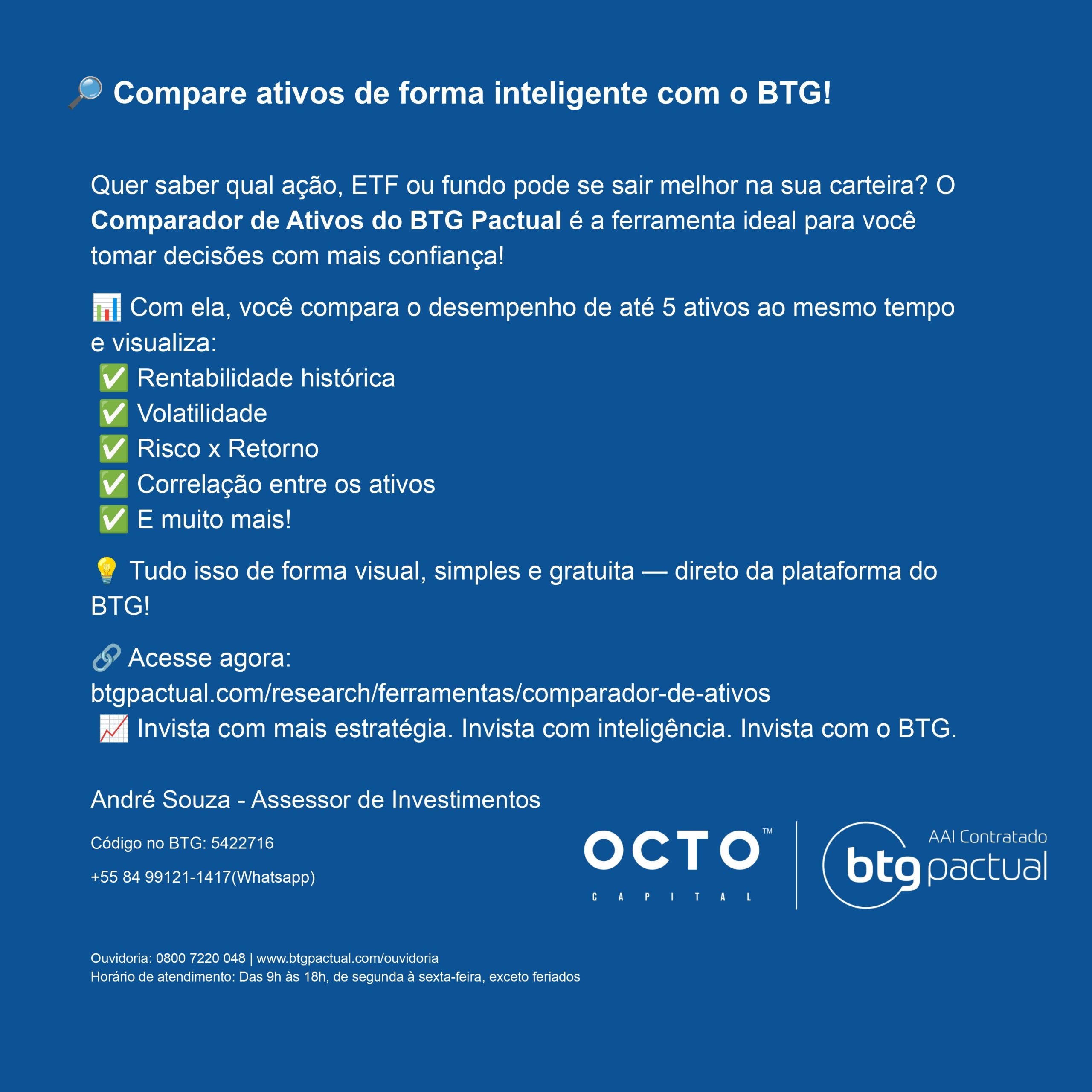 Comparador de Ativos BTG Pactual: como funciona e por que usar?