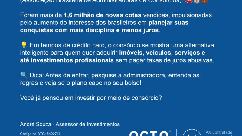 Vendas de consórcios no Brasil batem recorde histórico em 2025