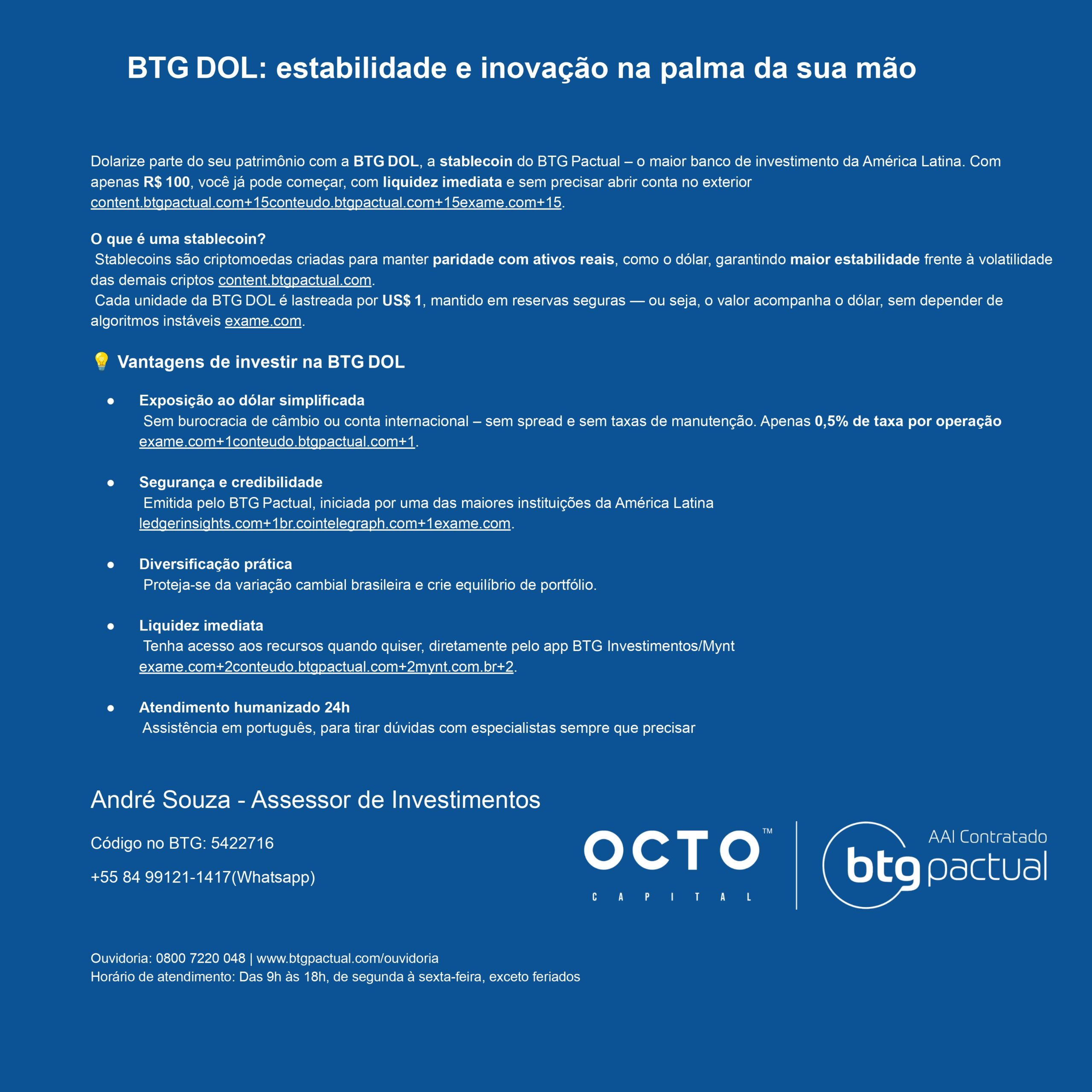 BTG DOL: A Estabilidade e Oportunidade do Dólar Digital para Investidores