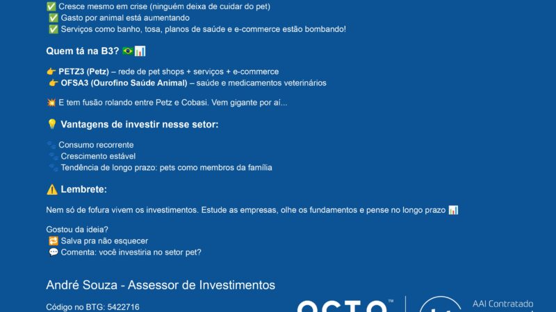 Investir no Mercado Pet: Por Que Apostar em Ações do Setor na B3 Pode Ser uma Boa Estratégia?