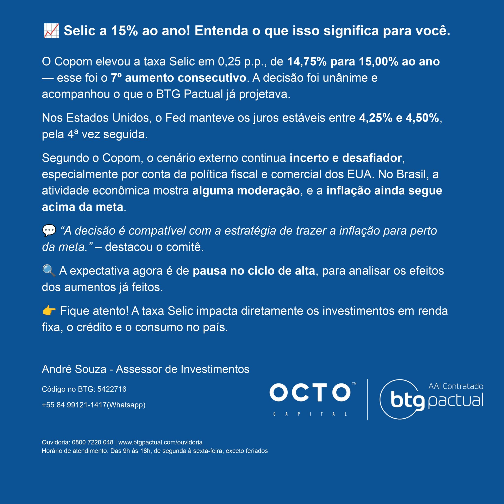 Selic a 15%: Entenda o impacto da nova alta nos juros do Brasil - André ...