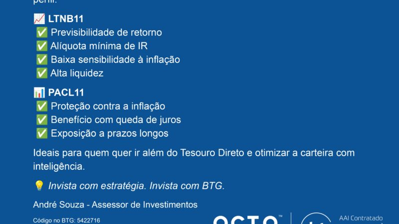 BTG lança novos ETFs de renda fixa: LTNB11 e PACL11