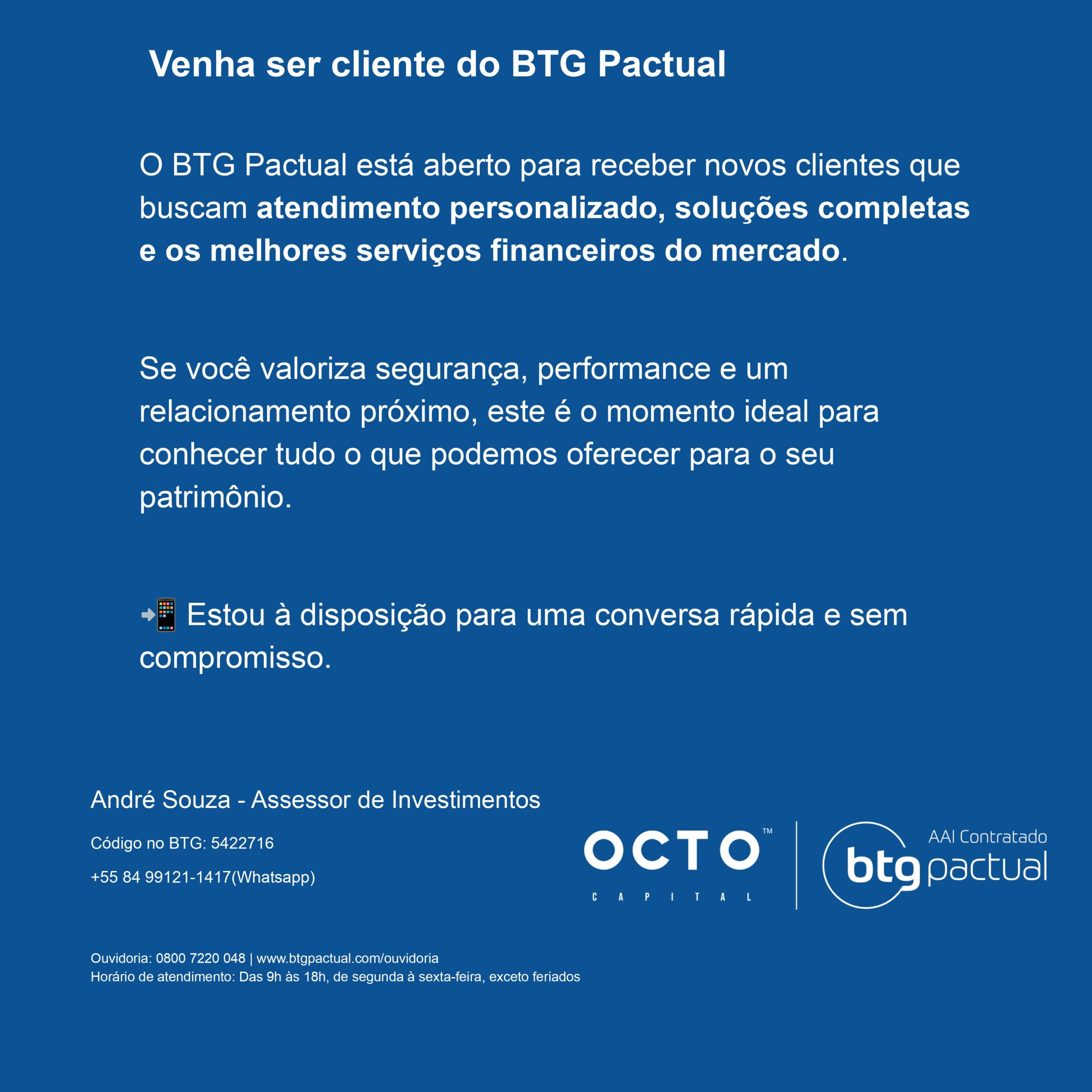 Venha ser cliente do BTG Pactual