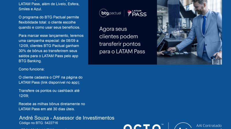 Parceria BTG Pactual e LATAM