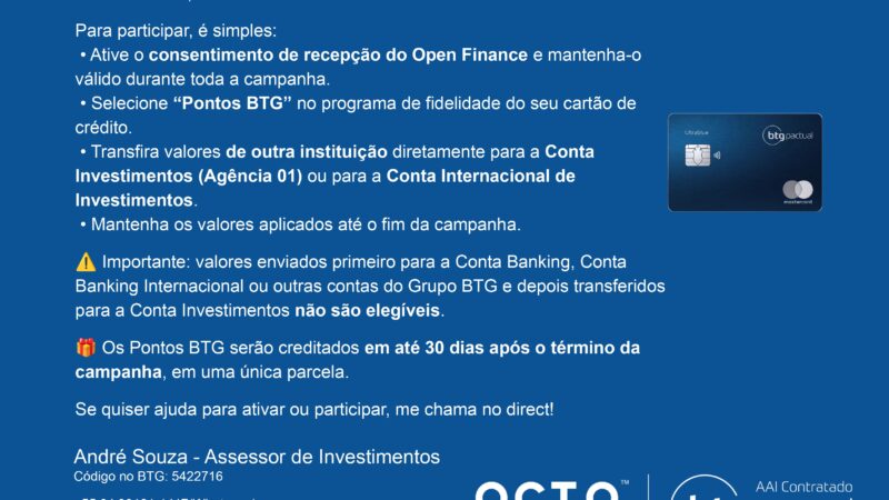 Campanha Pontos BTG: Como Funciona e Como Ganhar Pontos com Seus Investimentos