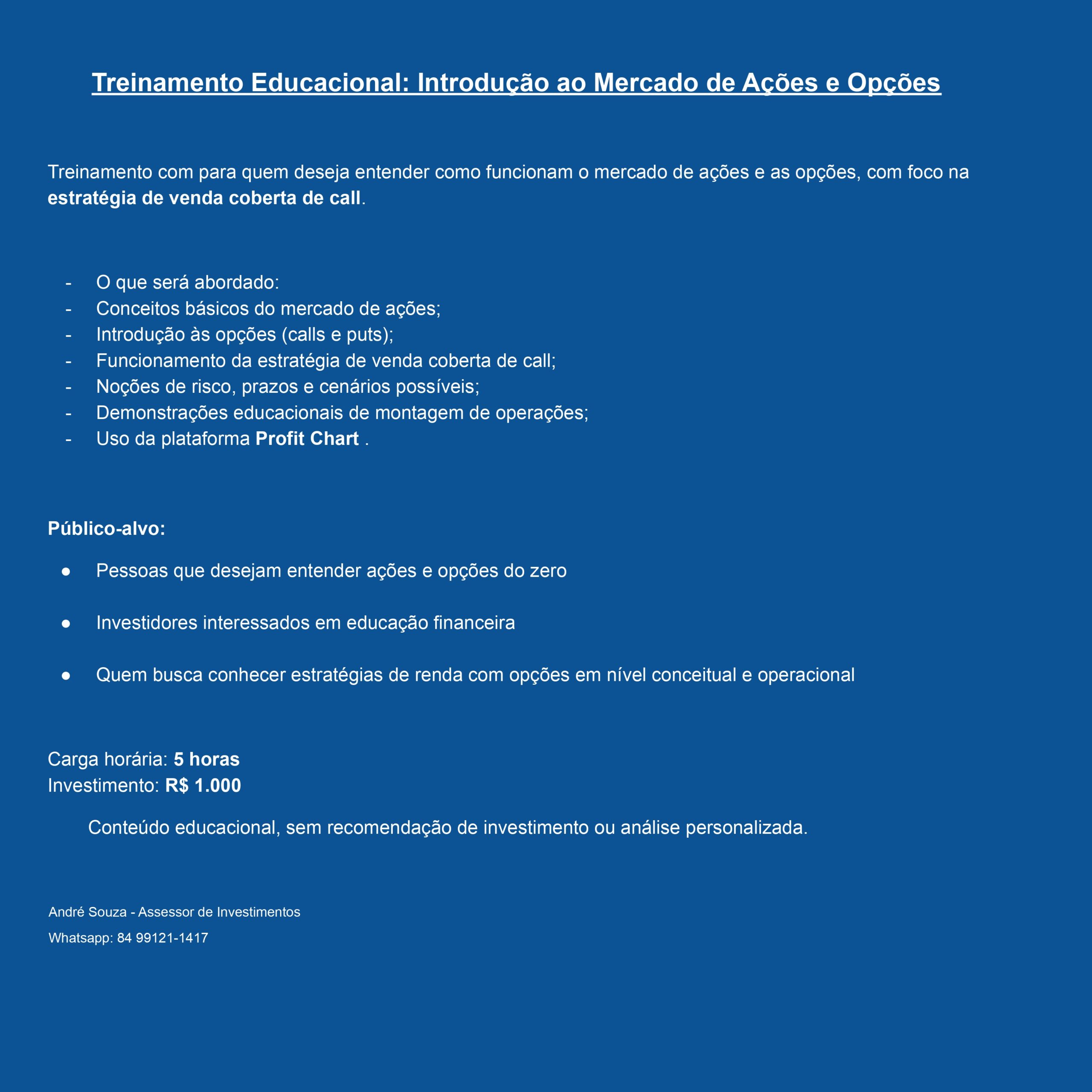 Treinamento Educacional: Introdução ao Mercado de Ações e Opções
